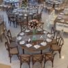 Tablón o Mesa Cuadrada o Mesa Redonda Caoba para 10 personas con Silla Cross Back