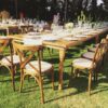 Tablón o Mesa Cuadrada o Mesa Redonda Caoba para 10 personas con Silla Cross Back
