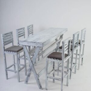 Periquera Vintage Wash con respaldo 6 personas