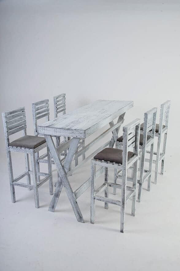 Periquera Vintage Wash con respaldo 6 personas