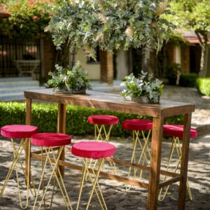Periquera Caoba con banco Pink Trendy para 6 personas