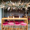 Periquera Caoba con banco Pink Trendy para 6 personas