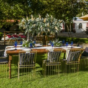 Tablón Vintage Caoba para 10 personas con silla Camila
