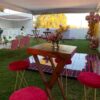 Periquera Vintage Caoba con banco Pink